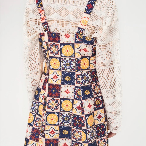 CIDER Retro 60s Patchwork Medallion Print Mod Mini A-Line Jumper Dress S - Picture 12 of 12